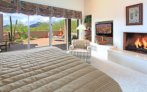 10674 E HONEY MESQUITE DR Scottsdale - Down Master Bed View and Fire